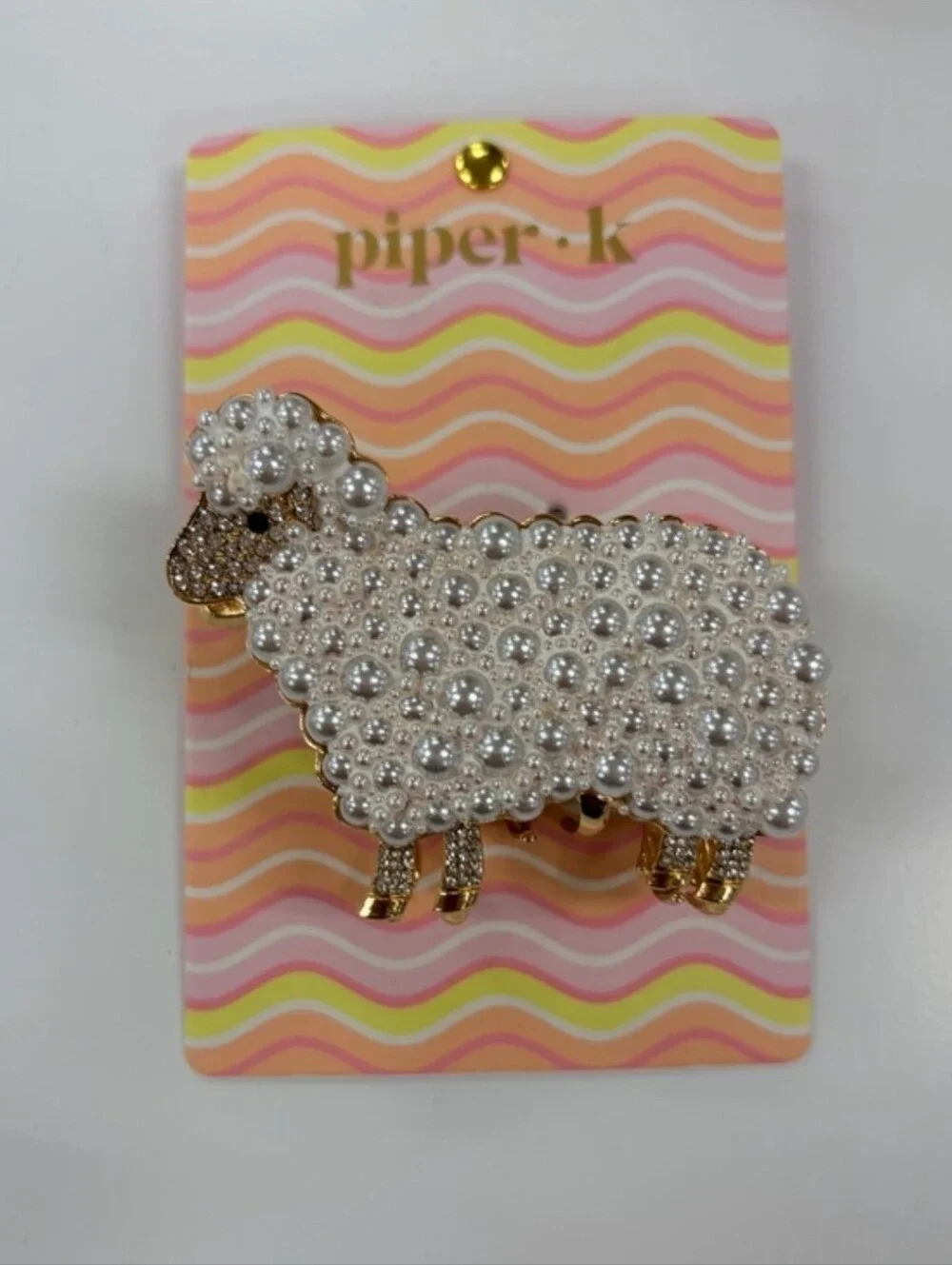 🐑▪️Piper K▪️ White Pearl Sheep Metal Claw Clip